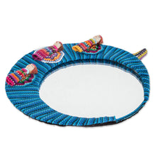 Load image into Gallery viewer, Crescent-Shaped Cotton Wall Mirror with Worry Dolls - Quitapenas Moon | NOVICA
