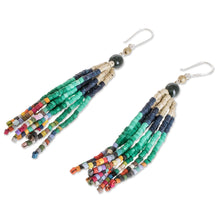 Load image into Gallery viewer, Dark Green Jade and Ceramic Beaded Waterfall Earrings - Tradition and Custom | NOVICA
