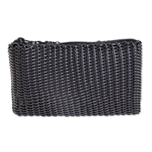 Load image into Gallery viewer, Handwoven Recycled Plastic Cosmetic Bag in Black - Eco Weave in Black | NOVICA
