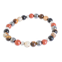 Load image into Gallery viewer, Men&#39;s Multi-Gemstone Beaded Stretch Bracelet from Costa Rica - Planetary Harmony | NOVICA
