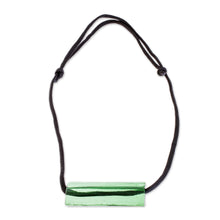 Load image into Gallery viewer, Green Recycled Glass Pendant Necklace from Costa Rica - Crystalline Green | NOVICA
