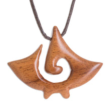 Load image into Gallery viewer, Swirl Pattern Jobillo Wood Pendant Necklace from Costa Rica - Jobillo Swirl Figure | NOVICA
