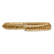 Load image into Gallery viewer, Gold-Tone Crystal and Glass Beaded Wrap Bracelet - Golden Fiesta | NOVICA

