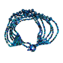 Load image into Gallery viewer, Crystal and Glass Beaded Strand Bracelet in Blue - Nocturnal Brilliance in Blue | NOVICA
