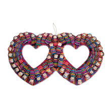 Load image into Gallery viewer, Heart-Shaped Cotton Worry Doll Wall Decor from Guatemala - Histories of Love | NOVICA
