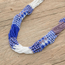 Load image into Gallery viewer, Blue and White Glass Beaded Strand Necklace from Guatemala - Harmonious Elegance in Blue | NOVICA
