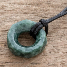 Load image into Gallery viewer, Faceted Green Jade Pendant Necklace from Guatemala - Green Ancestral Treasure | NOVICA
