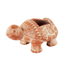 Load image into Gallery viewer, Brown Ceramic Turtle Flower Pot from El Salvador - Cheerful Brown Turtle | NOVICA
