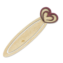 Load image into Gallery viewer, Handcrafted Heart Theme Recycled Teak Bookmark - Happy Heartbeats | NOVICA
