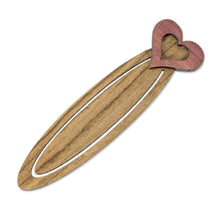 Load image into Gallery viewer, Handcrafted Recycled Teak Heart Theme Bookmark - Book Lovers | NOVICA
