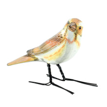 Load image into Gallery viewer, Guatemala Handcrafted Ceramic Rustic Bunting Bird Figurine - Rustic Bunting | NOVICA
