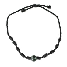 Load image into Gallery viewer, Unisex Black Cord and Green Jade Bracelet - Knotty | NOVICA
