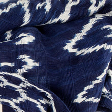 Load image into Gallery viewer, Navy and White Ikat Shawl from Guatemala - Navy Blue Silhouettes | NOVICA
