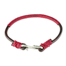 Load image into Gallery viewer, Leather and Red Cord Unisex Bracelet - Destination | NOVICA
