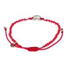 Load image into Gallery viewer, Beaded Red Cord Bracelet with Heart Pendant - Love is Everywhere | NOVICA
