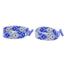 Load image into Gallery viewer, Patterned Glass Beaded Bracelets (Pair) - Sunshower | NOVICA
