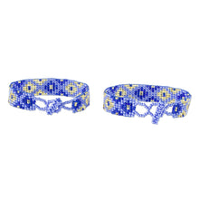 Load image into Gallery viewer, Patterned Glass Beaded Bracelets (Pair) - Sunshower | NOVICA
