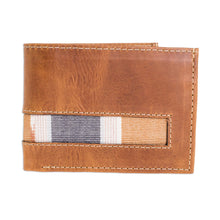 Load image into Gallery viewer, Bifold Wallet in Brown Leather and Cotton - Guatemalan Honey | NOVICA
