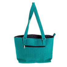 Load image into Gallery viewer, Handwoven Colorful Green Cotton Tote Handbag - Tall Green Peaks | NOVICA
