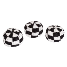 Load image into Gallery viewer, Black and White Check Hacky Sacks (Set of 3) - Checkers | NOVICA
