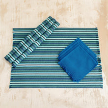 Load image into Gallery viewer, Handwoven Guatemalan Cotton Placemats &amp; Napkins (set for 4) - Sandy Shore | NOVICA
