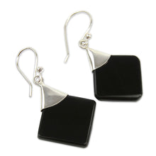 Load image into Gallery viewer, Protection Sterling Silver Dangle Obsidian Earrings - Synthesis | NOVICA
