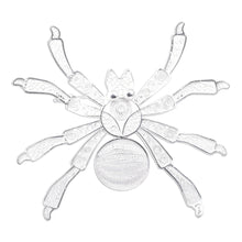 Load image into Gallery viewer, Fine Silver Filigree Brooch Pin from Peru - Gossamer Spider | NOVICA
