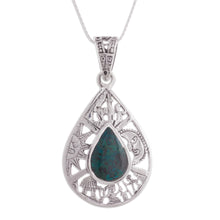 Load image into Gallery viewer, Chrysocolla Pendant Necklace - Sun and Moon | NOVICA
