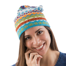 Load image into Gallery viewer, Artisan Crafted Alpaca Wool Hat - Blue Winter | NOVICA
