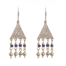 Load image into Gallery viewer, Sterling Silver and Sodalite Dangle Earrings - Queen of the Inca | NOVICA
