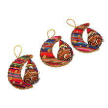 Load image into Gallery viewer, Gourd and Cotton Bird Holiday Ornaments (Set of 3) - Happy Hoots | NOVICA
