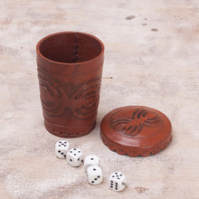 Load image into Gallery viewer, Nazca Embossed Leather Dice Cup Set - Nazca Spider | NOVICA
