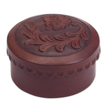 Load image into Gallery viewer, Tooled Leather Decorative Box from Peru - Andean Thistle | NOVICA

