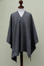 Load image into Gallery viewer, V-neck Poncho for Men Artisan Crafted in Peru - Inca Explorer in Gray | NOVICA
