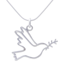 Load image into Gallery viewer, Sterling Silver Peace Theme Necklace - Quechua Dove | NOVICA
