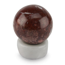 Load image into Gallery viewer, Artisan Crafted Garnet Sphere Sculpture with Calcite Stand - Passion | NOVICA
