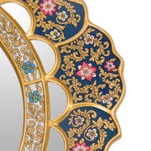 Load image into Gallery viewer, Unique Floral Wood Reverse Painted Art Glass Wall Mirror  - Golden Garden | NOVICA
