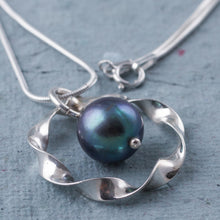 Load image into Gallery viewer, Fair Trade Peruvian Black Pearl and Sterling Silver Necklace - Dark Aura | NOVICA
