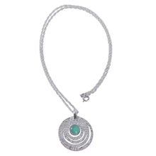 Load image into Gallery viewer, Textured Sterling Silver Handcrafted Necklace with Opal - Ancient Echo | NOVICA
