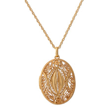 Load image into Gallery viewer, Gold Plated Sterling Silver Locket Pendant Necklace Peru - Valuable Secrets | NOVICA
