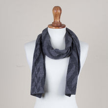 Load image into Gallery viewer, Alpaca Blend Scarf in Dolphin Grey and Slate from Peru - Mountain Scent in Grey | NOVICA
