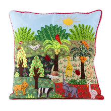 Load image into Gallery viewer, Jungle Themed Patchwork Cushion Cover from Peru - Summer in the Jungle | NOVICA
