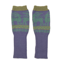 Load image into Gallery viewer, Knit Alpaca Blend Fingerless Gloves in Iris from Peru - Inca Landscape | NOVICA
