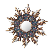 Load image into Gallery viewer, Colonial Style Reverse Painted Glass Wall Mirror - Cuzco Snowflake | NOVICA
