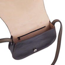 Load image into Gallery viewer, Handcrafted Leather Sling in Espresso from Peru - Stylish Espresso | NOVICA
