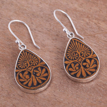 Load image into Gallery viewer, Sterling Silver and Pumpkin Shell Dangle Earrings from Peru - Infinite Cosmos | NOVICA

