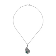 Load image into Gallery viewer, Chrysocolla and Silver Filigree Pendant Necklace from Peru - Mystical Andes | NOVICA

