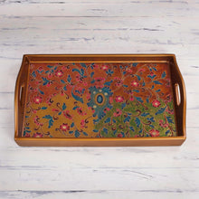 Load image into Gallery viewer, Floral Reverse-Painted Glass Tray from Peru - Margarita Field | NOVICA
