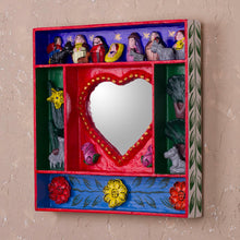Load image into Gallery viewer, Handcrafted Retablo Nativity Scene Wall Mirror from Peru - Love Divine | NOVICA
