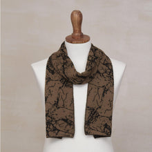 Load image into Gallery viewer, Reversible Variegated Brown and Black Alpaca Blend Scarf - Marbled Beauty | NOVICA
